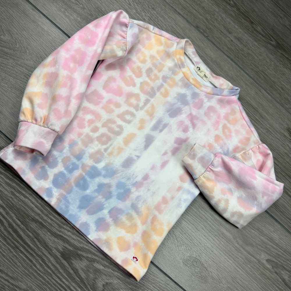 Appaman Girls Sweatshirt Leopard Tie Dye Pastel Pink Orange Size 5